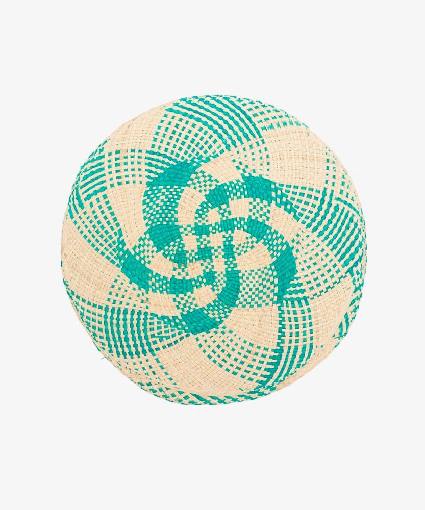 Round placemat - 1 UNIT - TURQUOISE & BEIGE