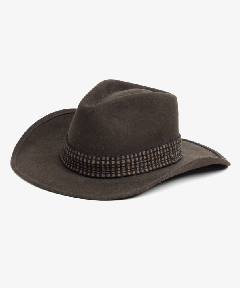 WOOL HAT COWBOY XXL - COFFEE & BLACK BAND
