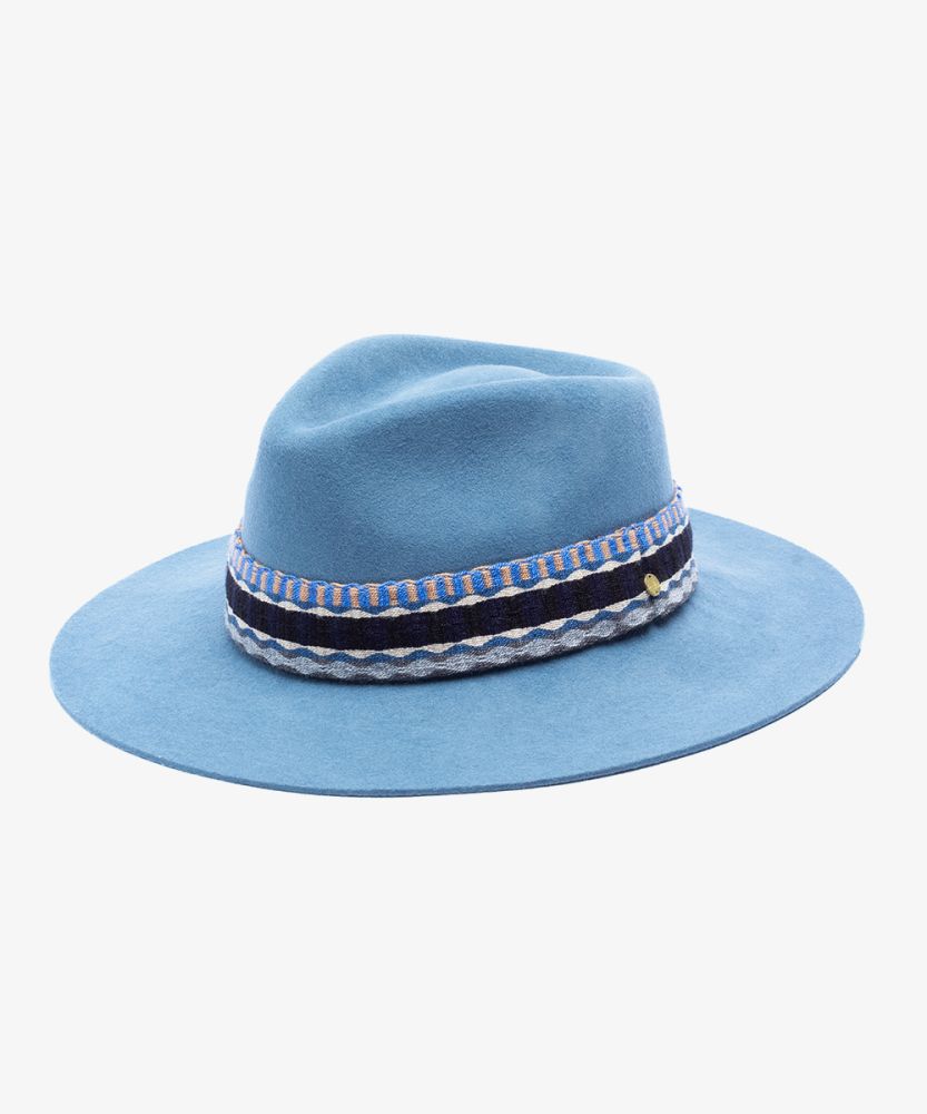 WOOL HAT WITH RIBBON - DENIM BLUE