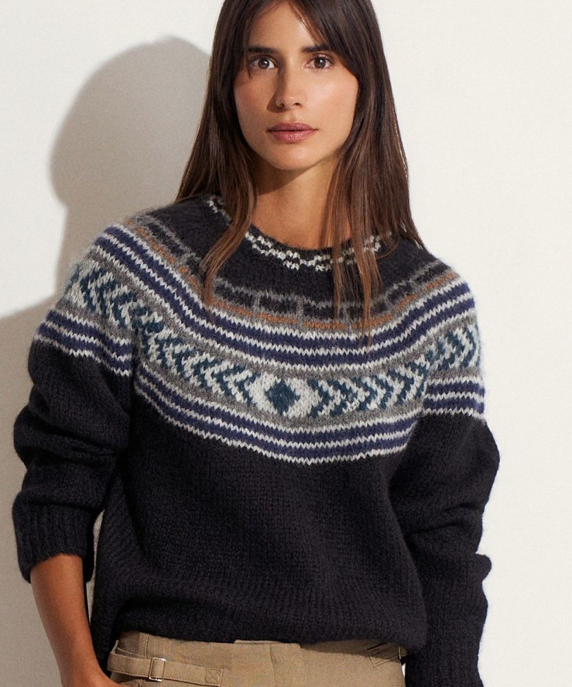 ALPACA FAIR ISLE PULLOVER JERSEY ESTHER - BLACK