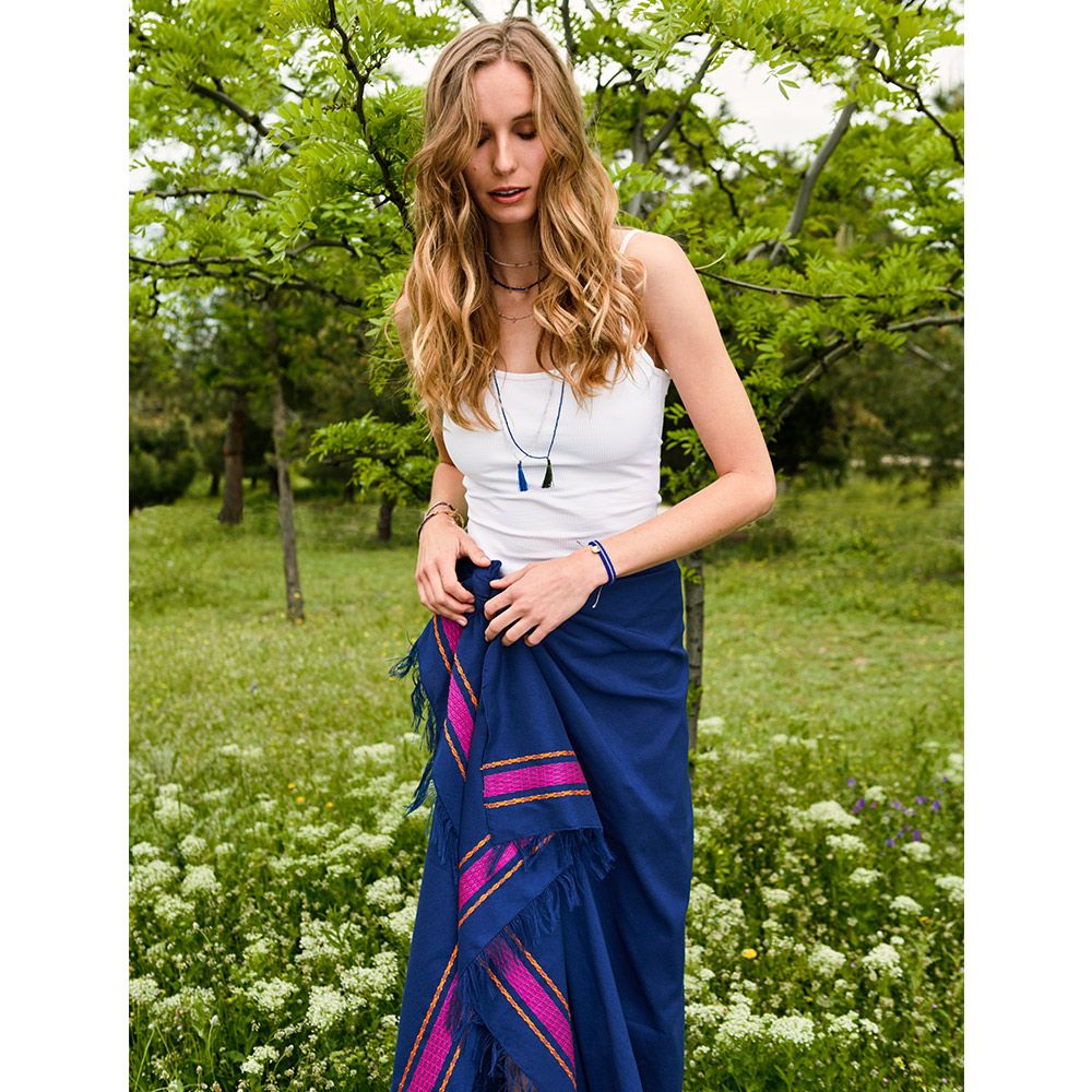 Handloom Pareo EGEO - NAVY BLUE