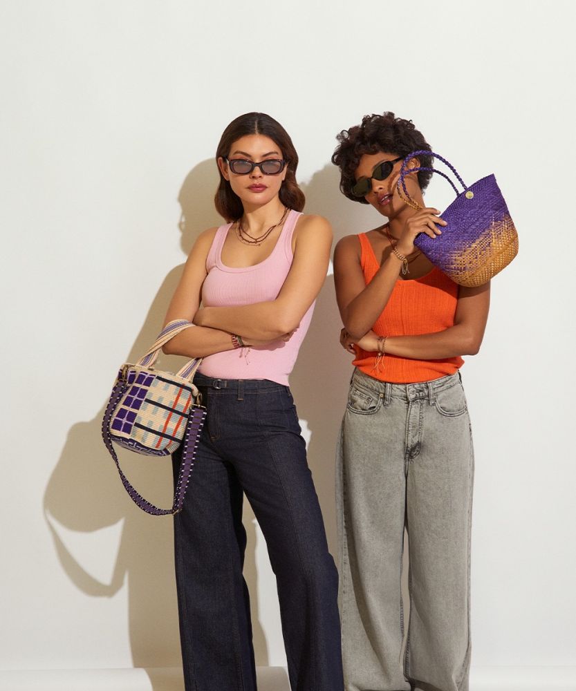 CANASTO BAG XS - PURPLE AND BEIGE