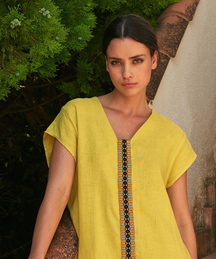 KAFTAN NILO - YELLOW WITH RIBBON