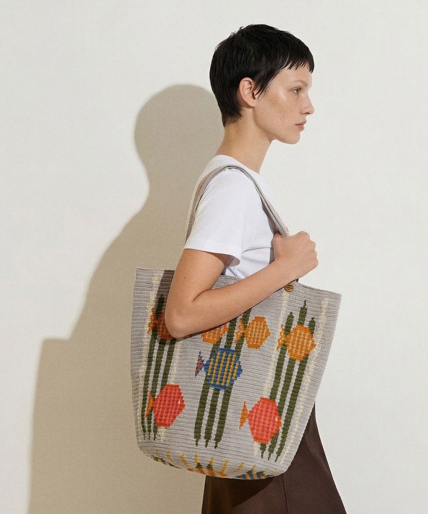 Bolso Tote - CEPHEUS - GRIS Y VERDE OSCURO