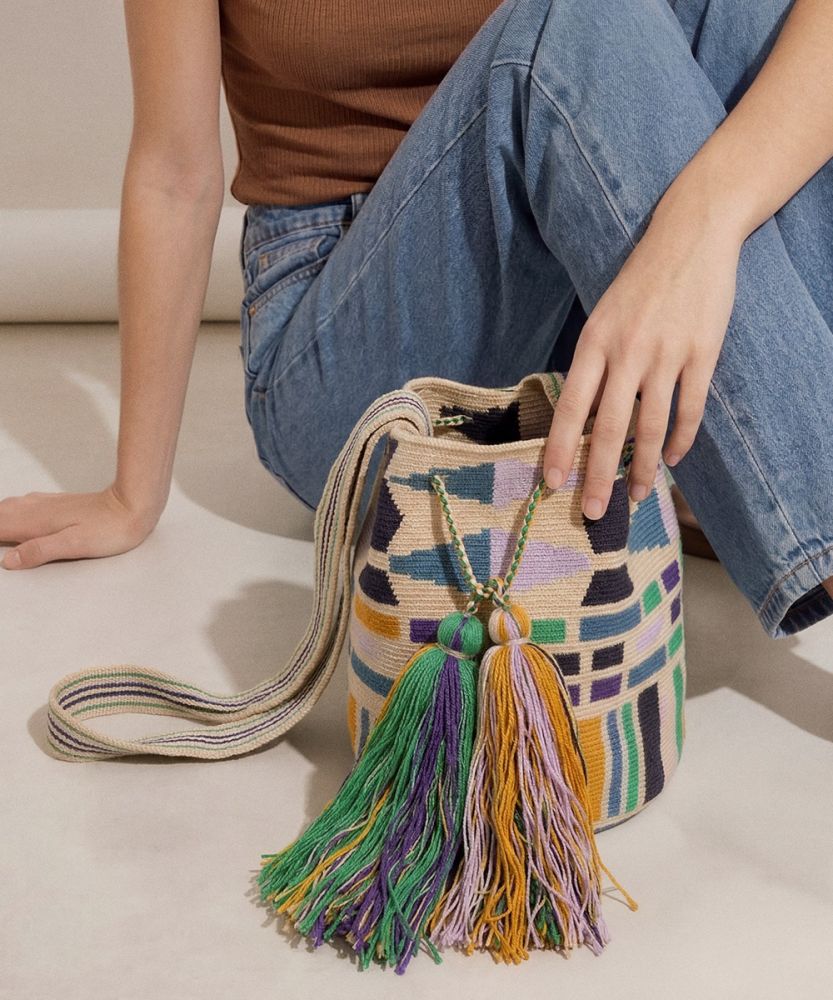 Crossbody Bag L -  RIVER - NAVY BLUE & LILAC