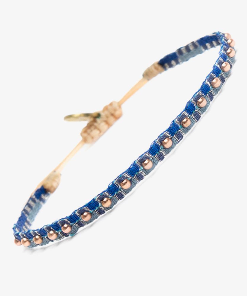 Bracelet Fontana 40 G - AZUL CON BEADS BAÑADOS EN ORO