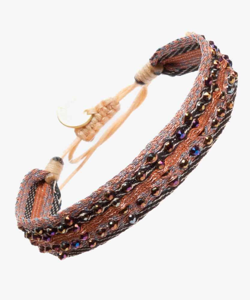 Bracelet Argantina Maxi - TERRACOTA Y NEGRO CON PIEDRA PIRITA TORNAZOLADA