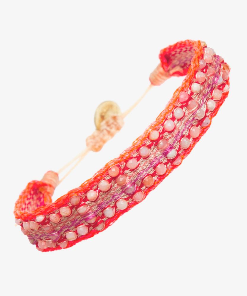 Bracelet Argantina Maxi - ANARANJADO Y ROJO CON PIEDRA LUNA DURAZNO