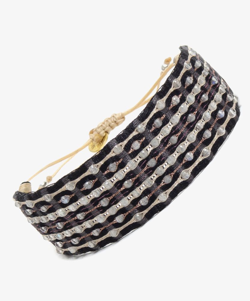 Pulsera ARGANTINA 2 cm especial - NERGA Y GRIS CON LABRADORITA 