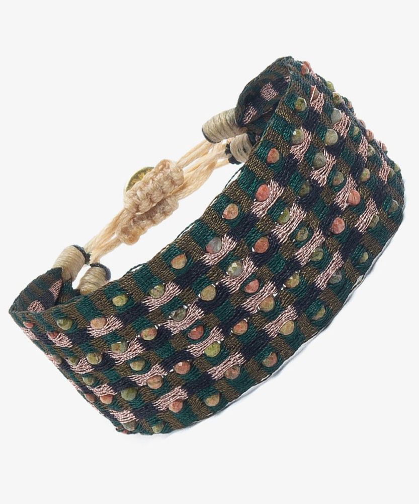Pulsera ARGANTINA 2 cm especial - TONOS TIERRA CON PIEDRA UNAKITA