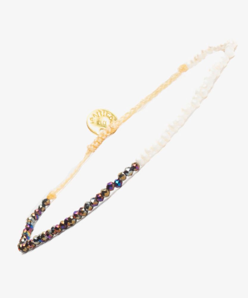Pulsera ARIES - PERLAS BEBE Y PIEDRA DE PIRITA TORNASOLADA