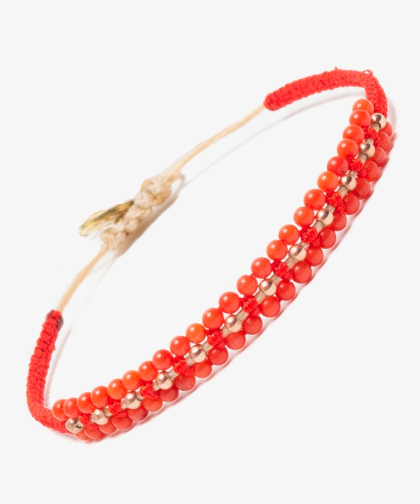 Pulsera LILY - CARNEOLA Y BEADS CON BAÑO DE ORO