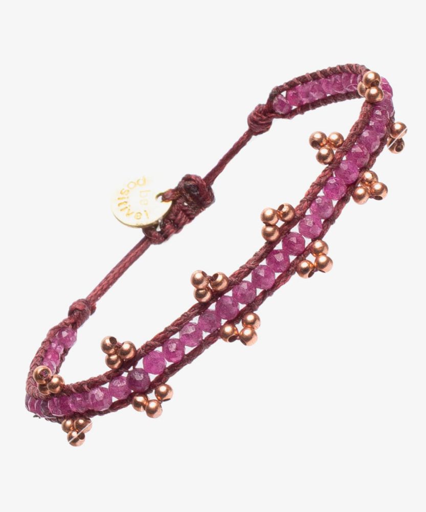 Pulsera OLYMPIA - BEADS CON BAÑO DE ORO Y PIEDRA GRANDATE