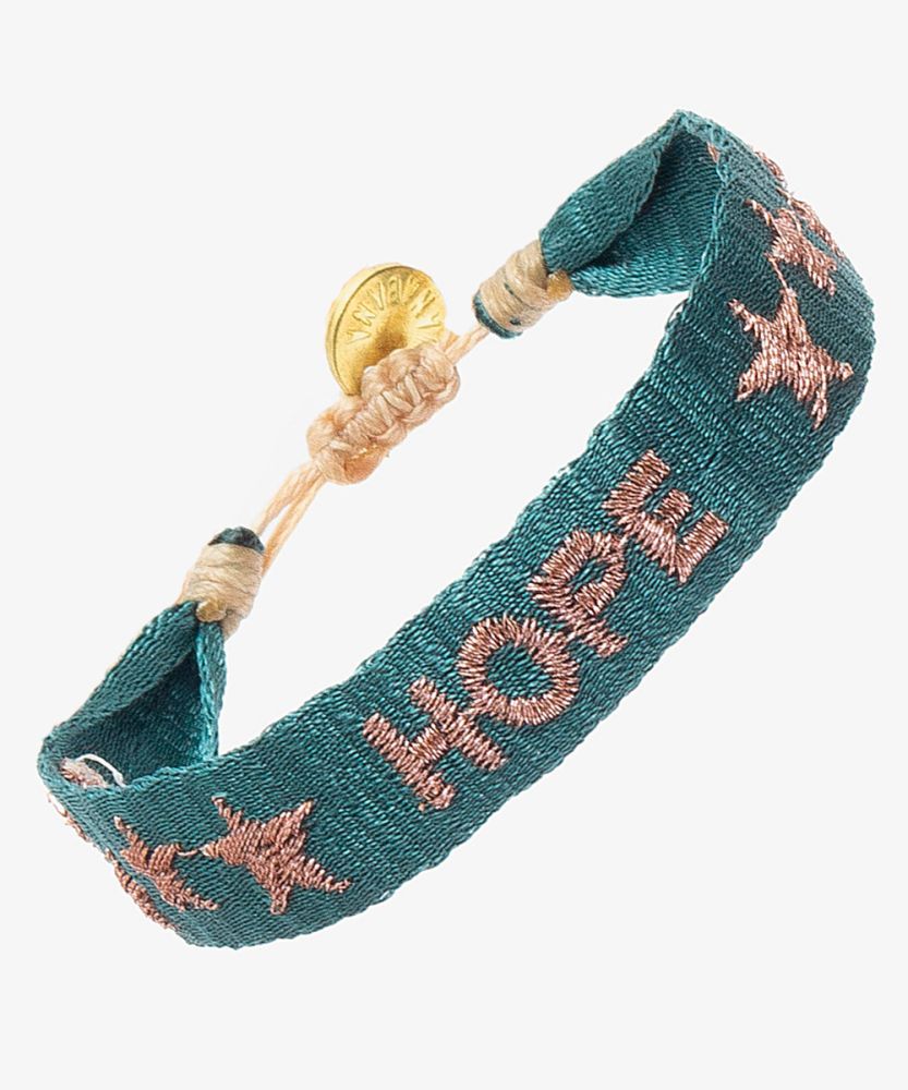 PULSERA BORDADA - HOPE - VERDE JADE & ORO ROSA