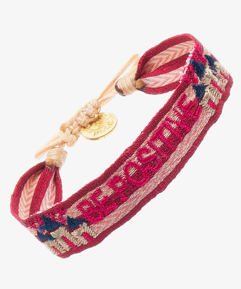 PULSERA BORDADA - BURDEOS Y ROSADO