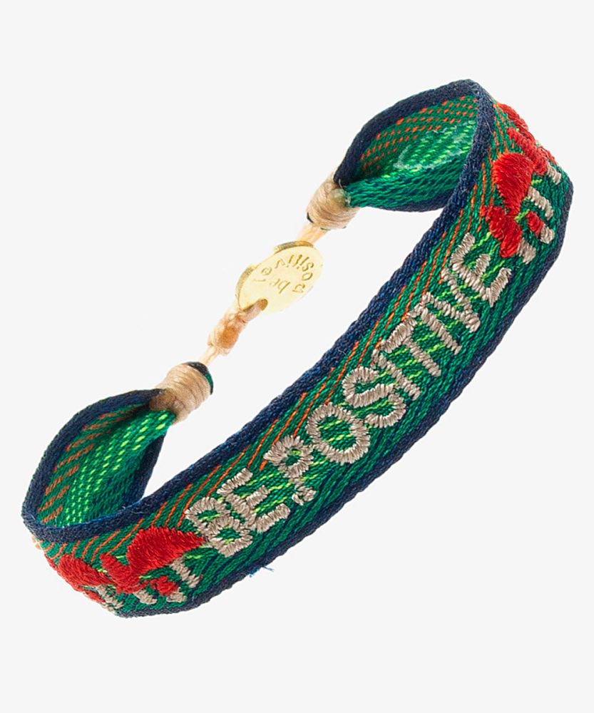 PULSERA BORDADA - "SE POSITIVO" VERDE Y AZUL
