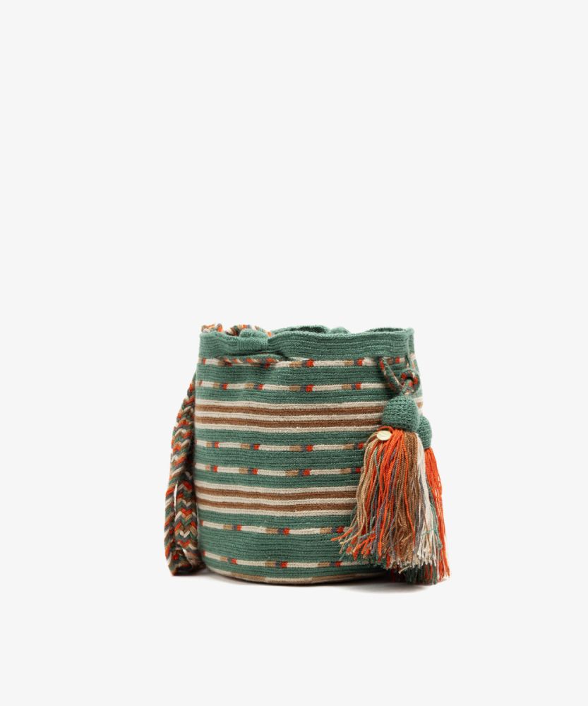 BOLSO CRUZADO M - ANTLIA - TOSTADO Y VERDE