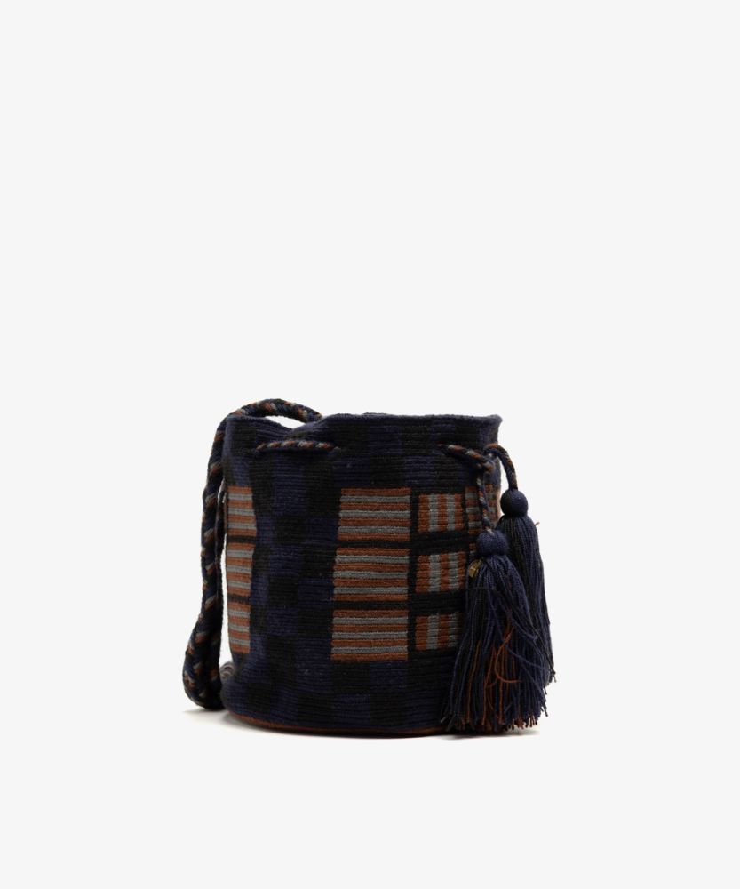 Crossbody Bag M - EVE - NAVY BLUE & BROWN