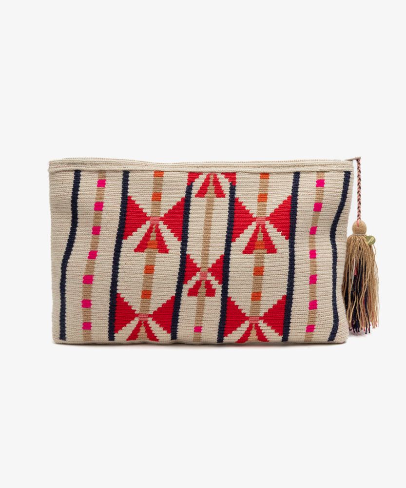 Clutch Bag- CIRCINUS - BEIGE & RED