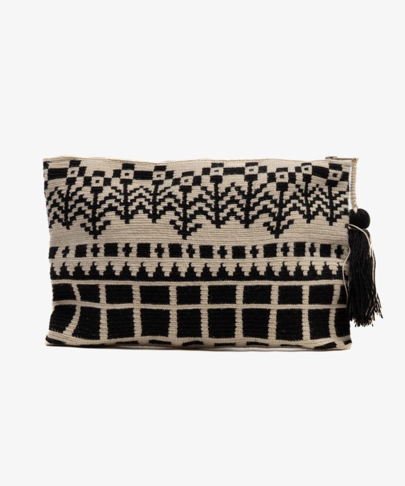 Clutch Bag- DRAGON - BLACK & BEIGE