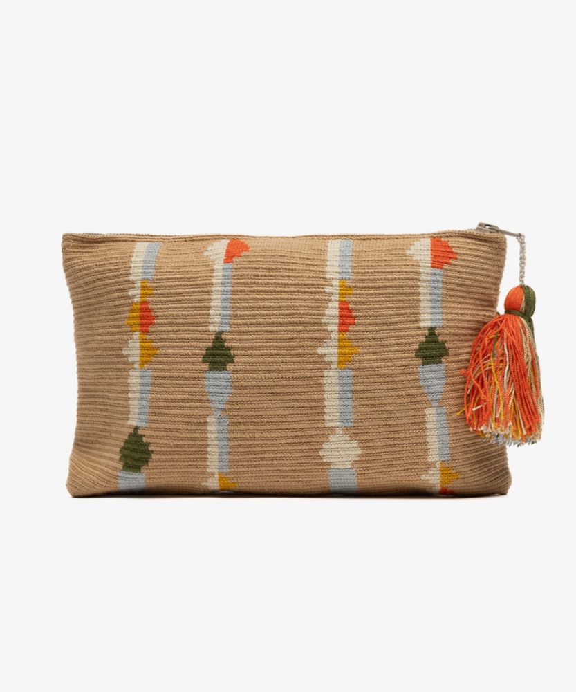 Clutch Bag- AQUILA - CAMEL & LIGHT BLUE