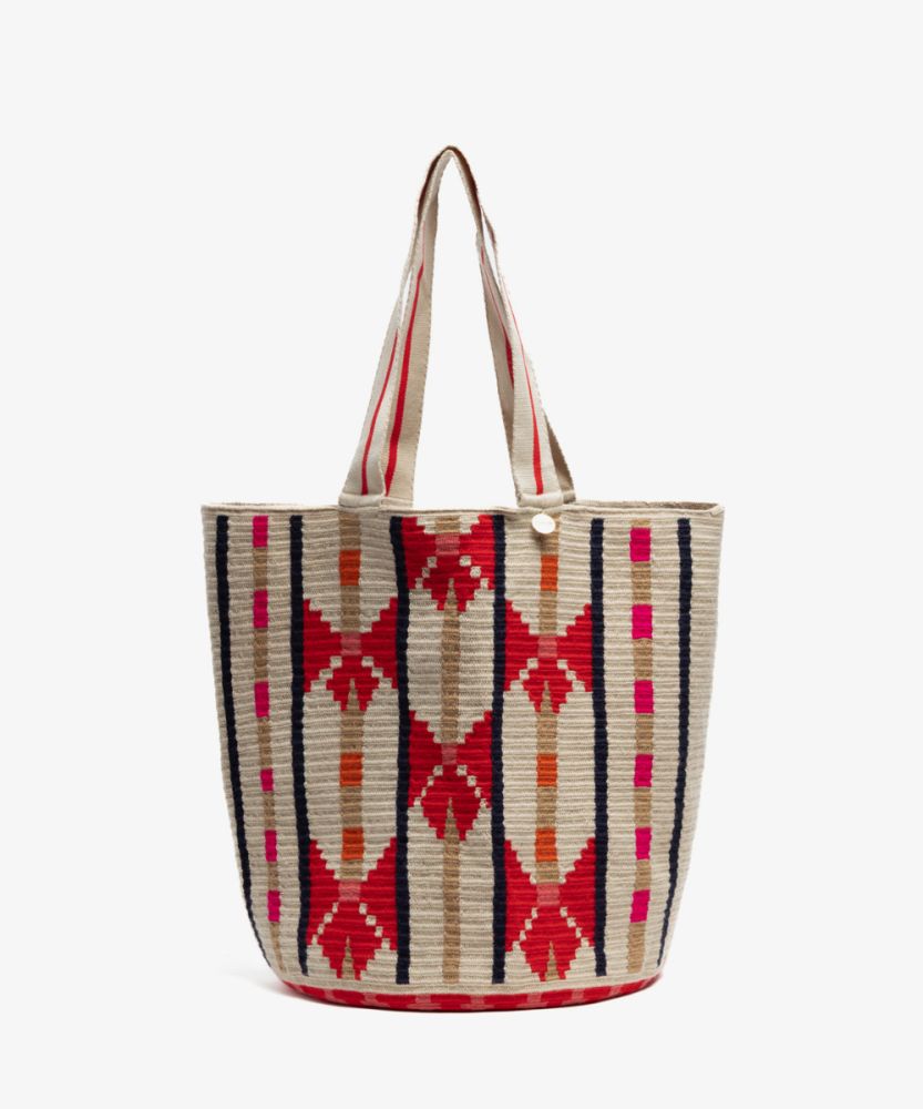 Bolso Tote - CIRCINUS - BEIGE Y ROJO