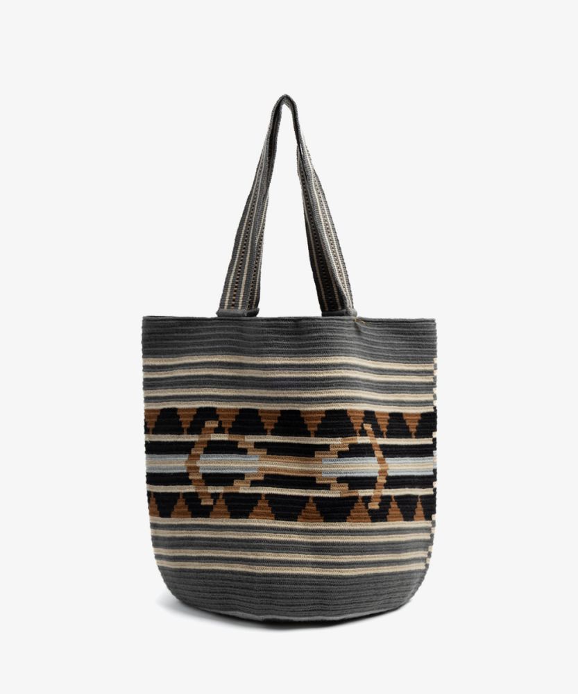 Bolso Tote - EASEL - Gris y Marrón