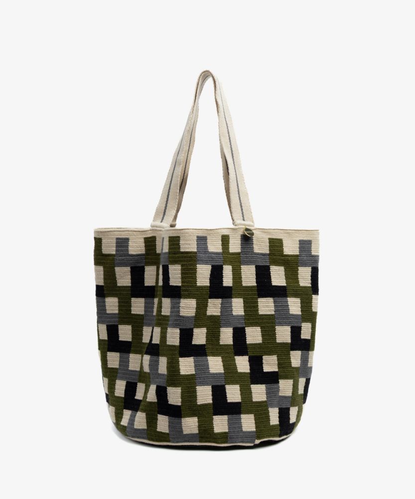 Bolso Tote -CETUS - NEGRO Y VERDE OSCURO