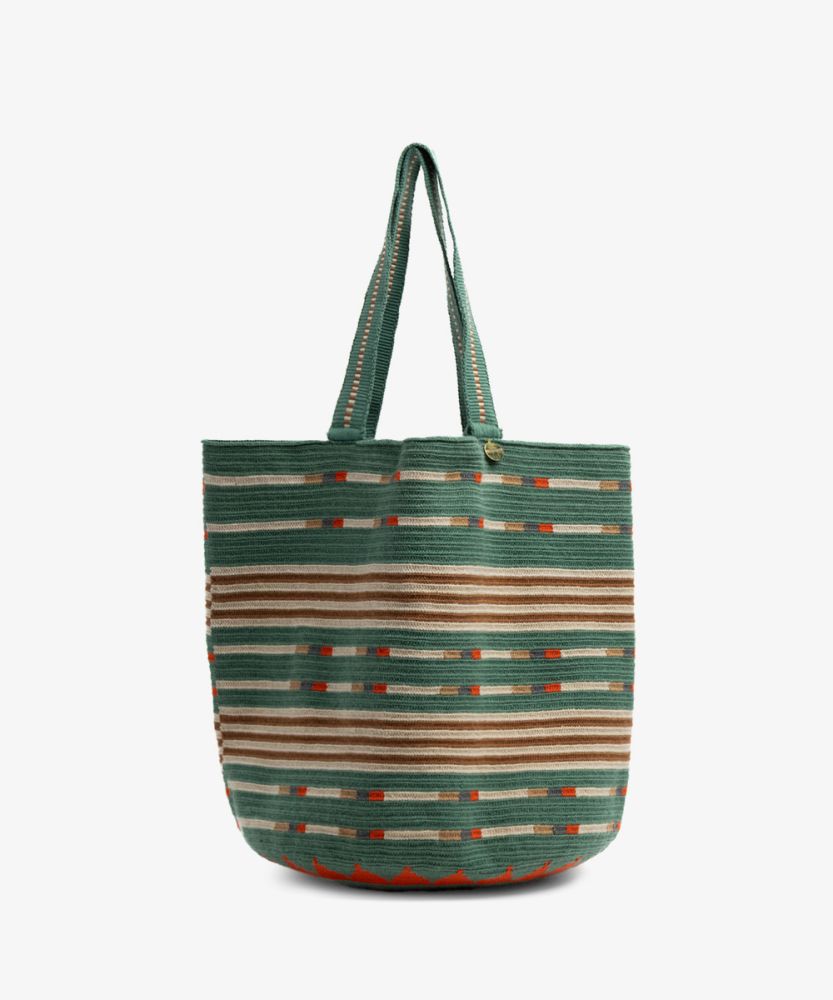 Tote Bag - ANTLIA - Jade green & BEIGE