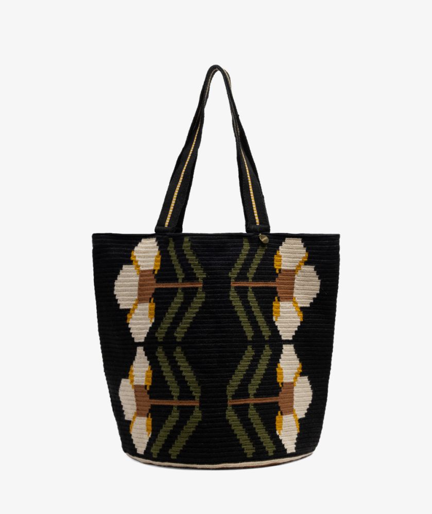Bolso Tote - DAPHNE - NEGRO Y VERDE
