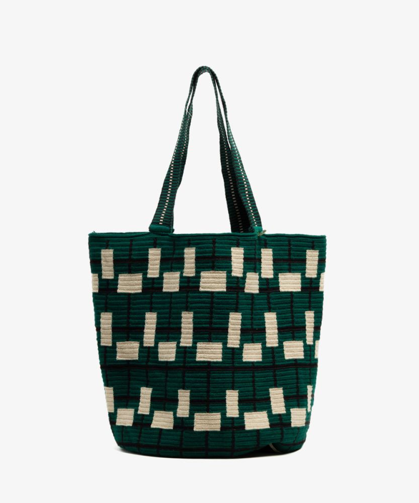 Bolso Tote - HAZEL - verde y beige
