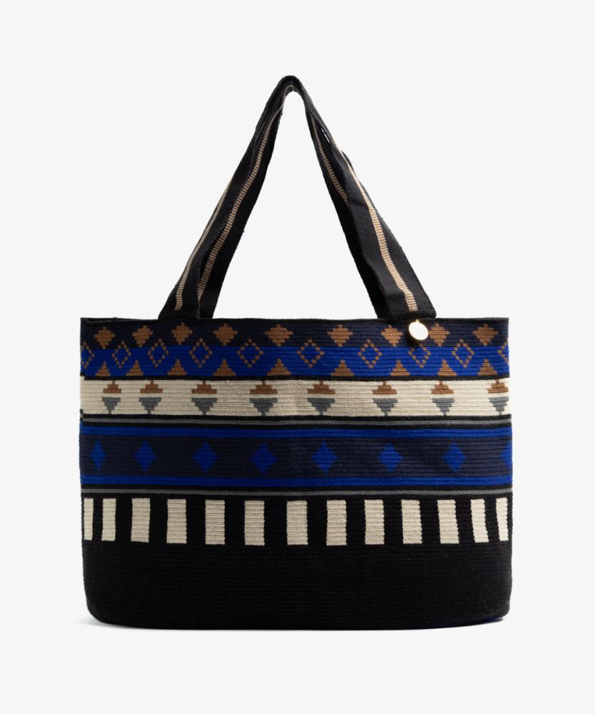 Shopping Bag L - TAURUS - BLACK & ROYAL BLUE