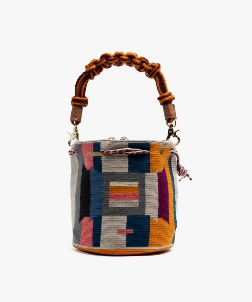 MITRA bag W/ MACRAME STRAP - BEEBLOSSOM - GREY & MULTICOLOR