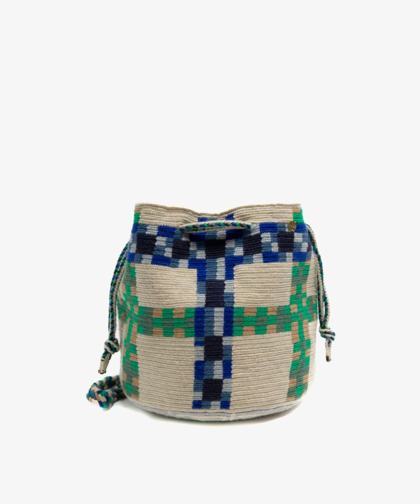 BOLSO MITRA - DELPHINIUS - BEIGE Y AZUL