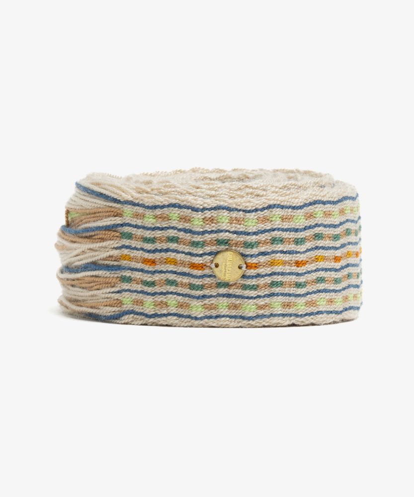 Belt with fringes - WHITE AND BLUE