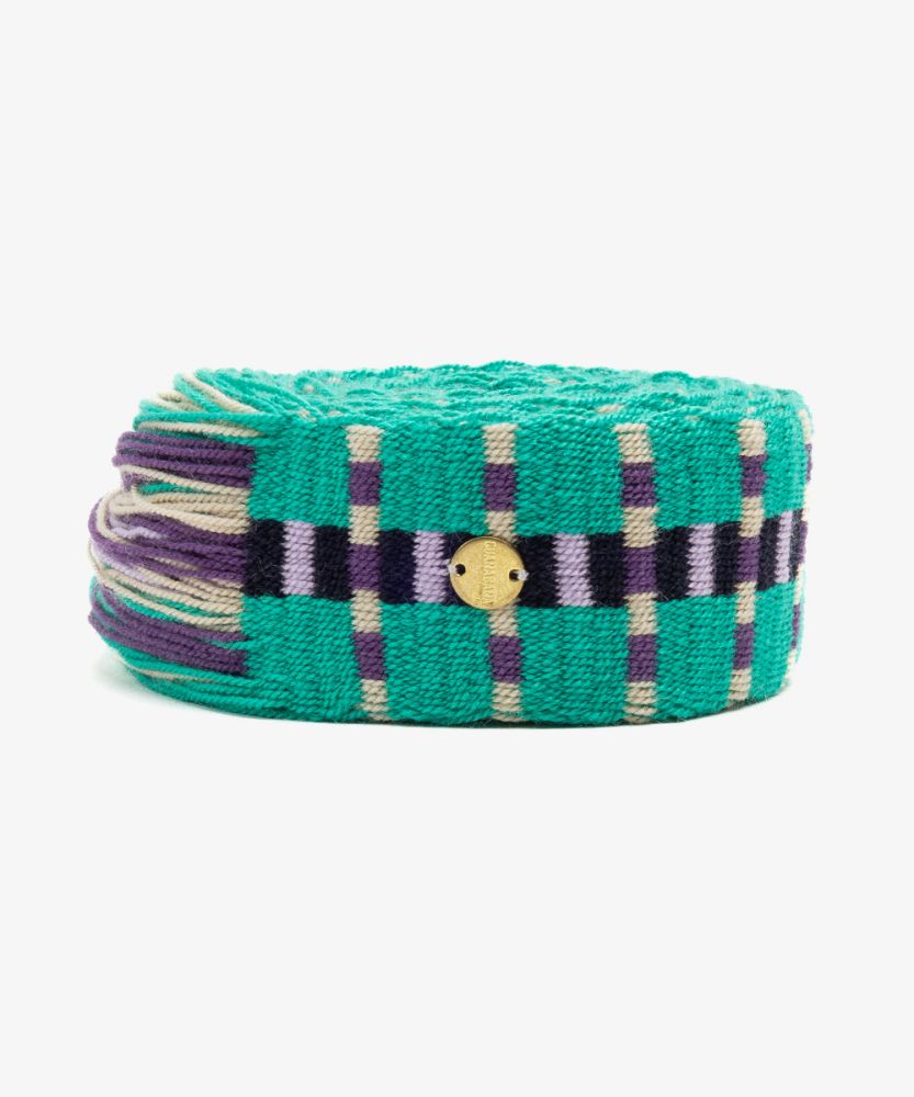 Belt with fringes - PURPLE AND TURQUOISE