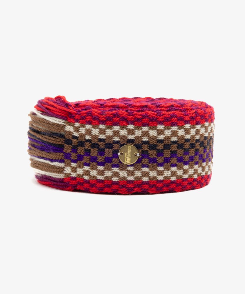 Belt with fringes - BROWN & FUCHSIA