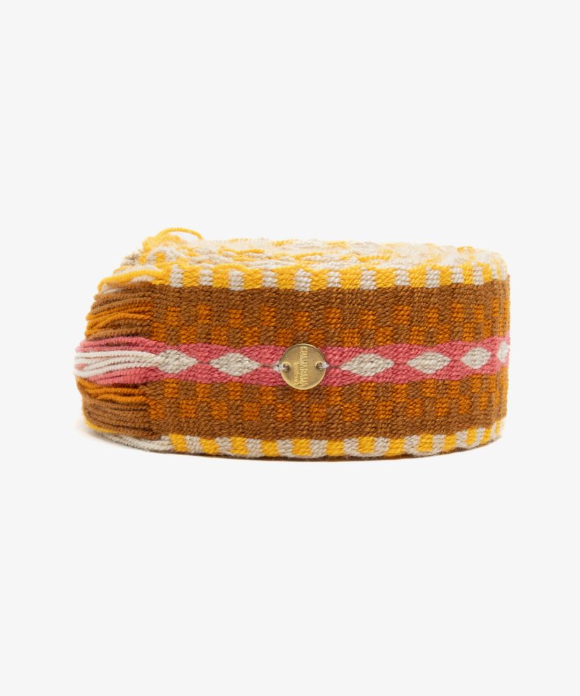 Belt with fringes - BROWN & YELLOW