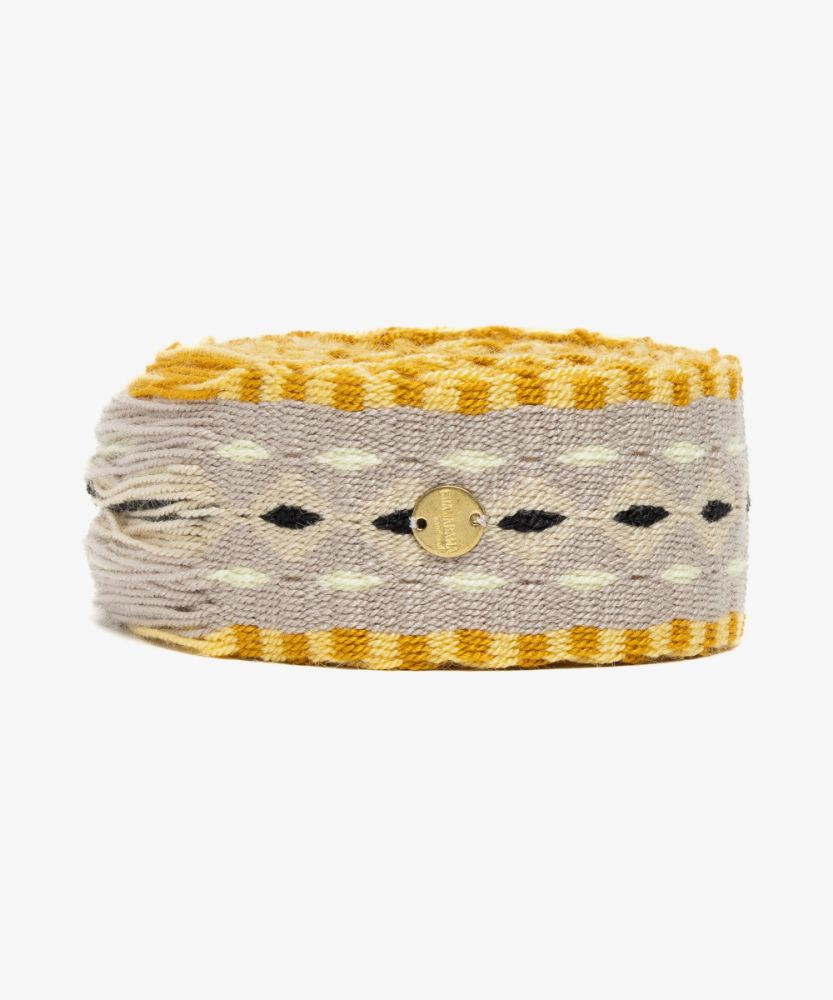 Belt with fringes- beige & yellow