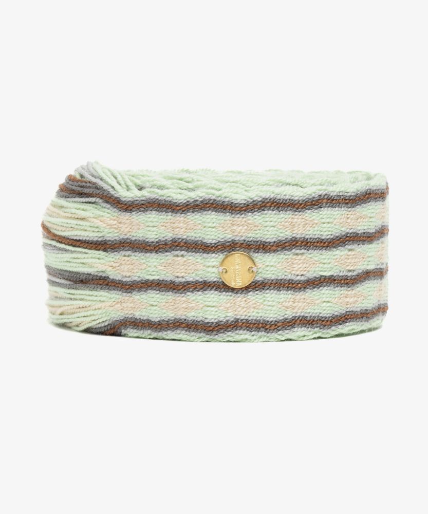 Belt with fringes green & pink