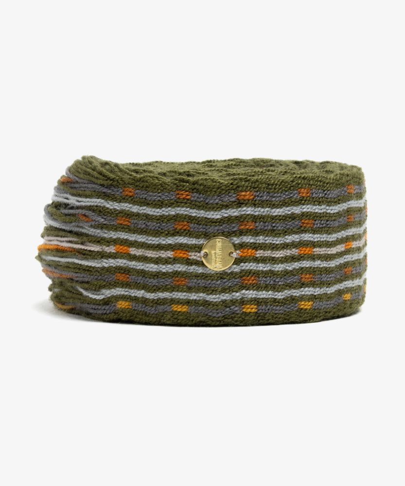 Belt with fringes green & mustard