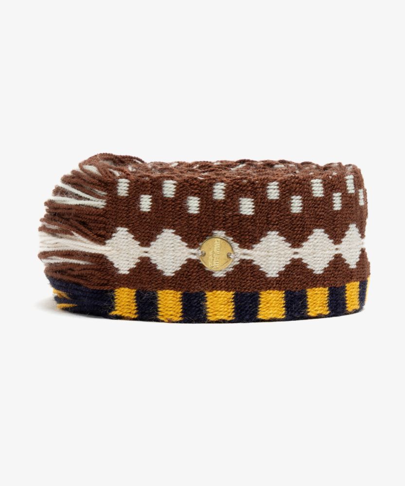 Belt with fringes brown & mustard