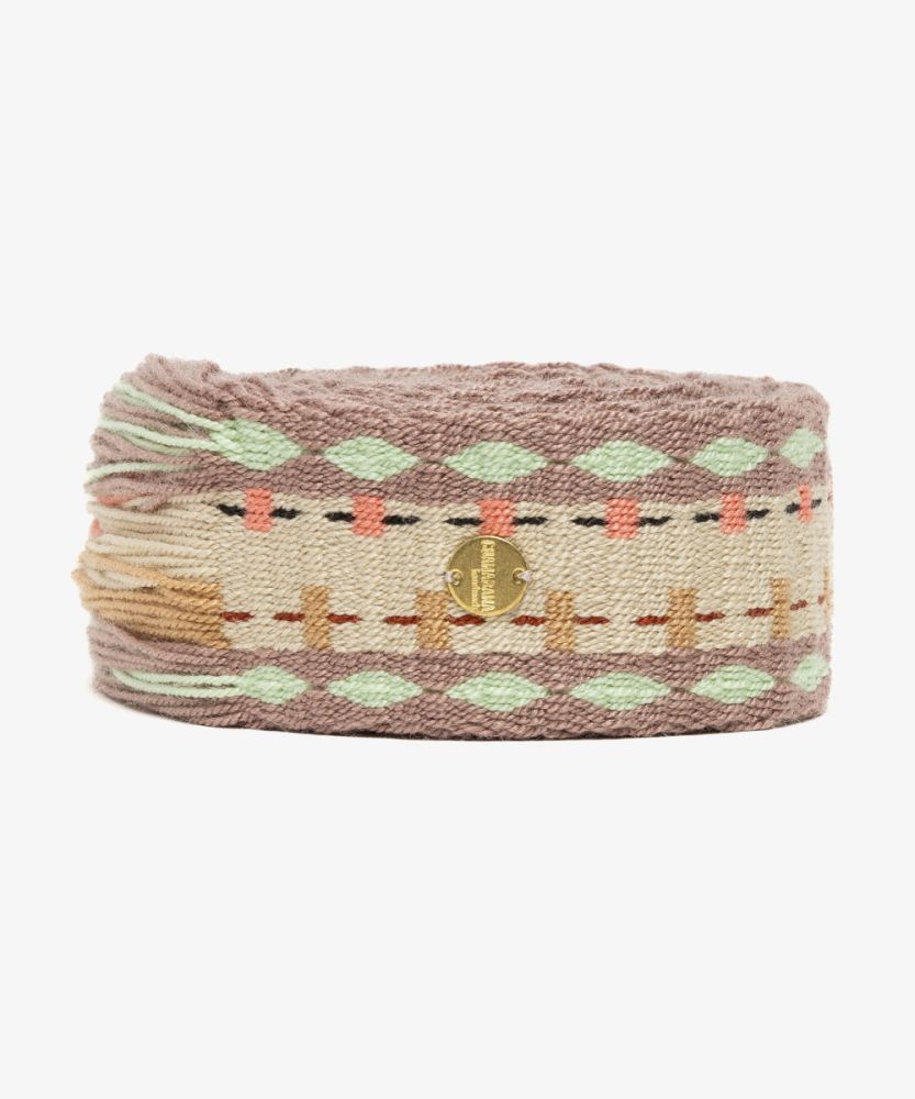 Belt with fringes violet & green