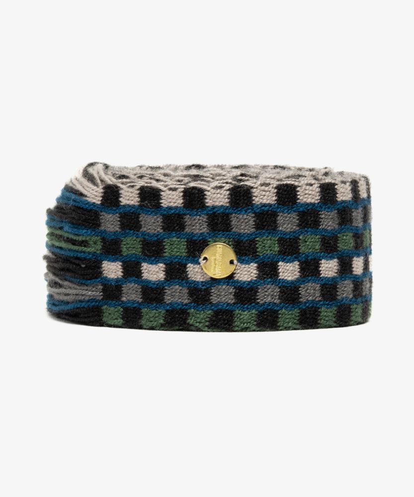Cinturón de flecos verde y azul