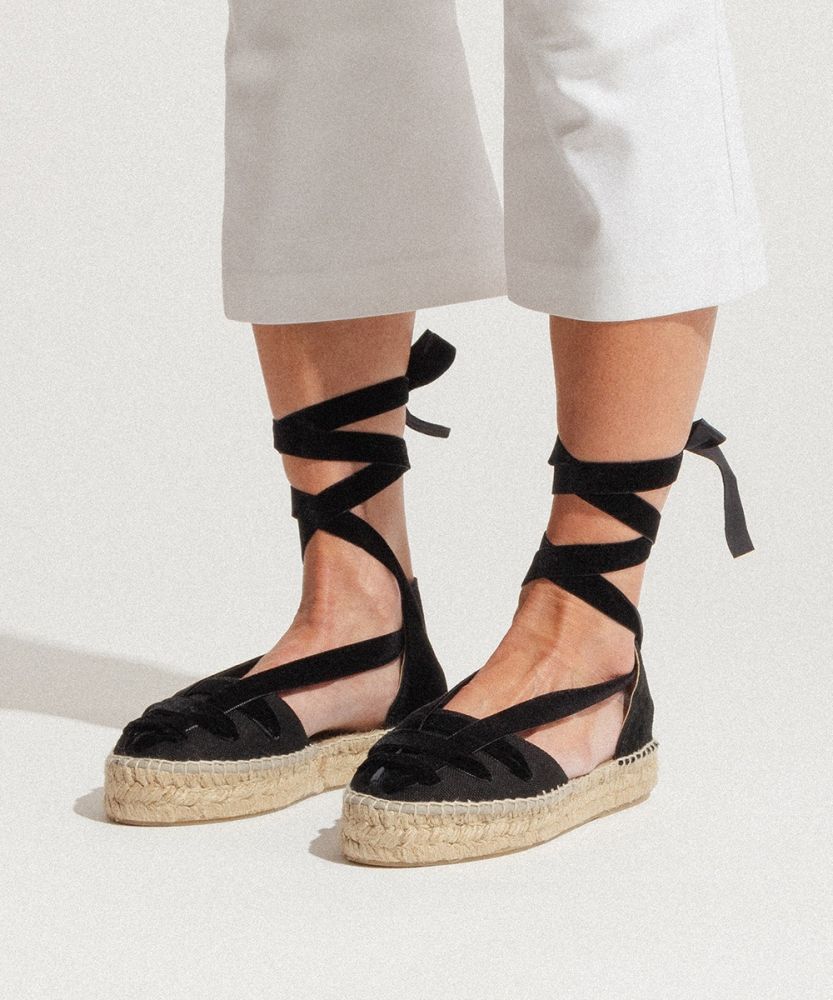 VELVET STRAP VALENCIANAS - BLACK