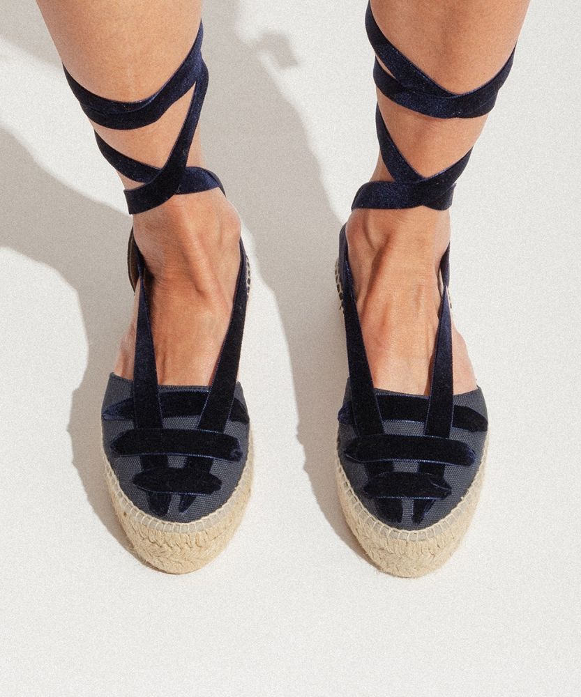 VELVET STRAP VALENCIANAS - NAVY BLUE