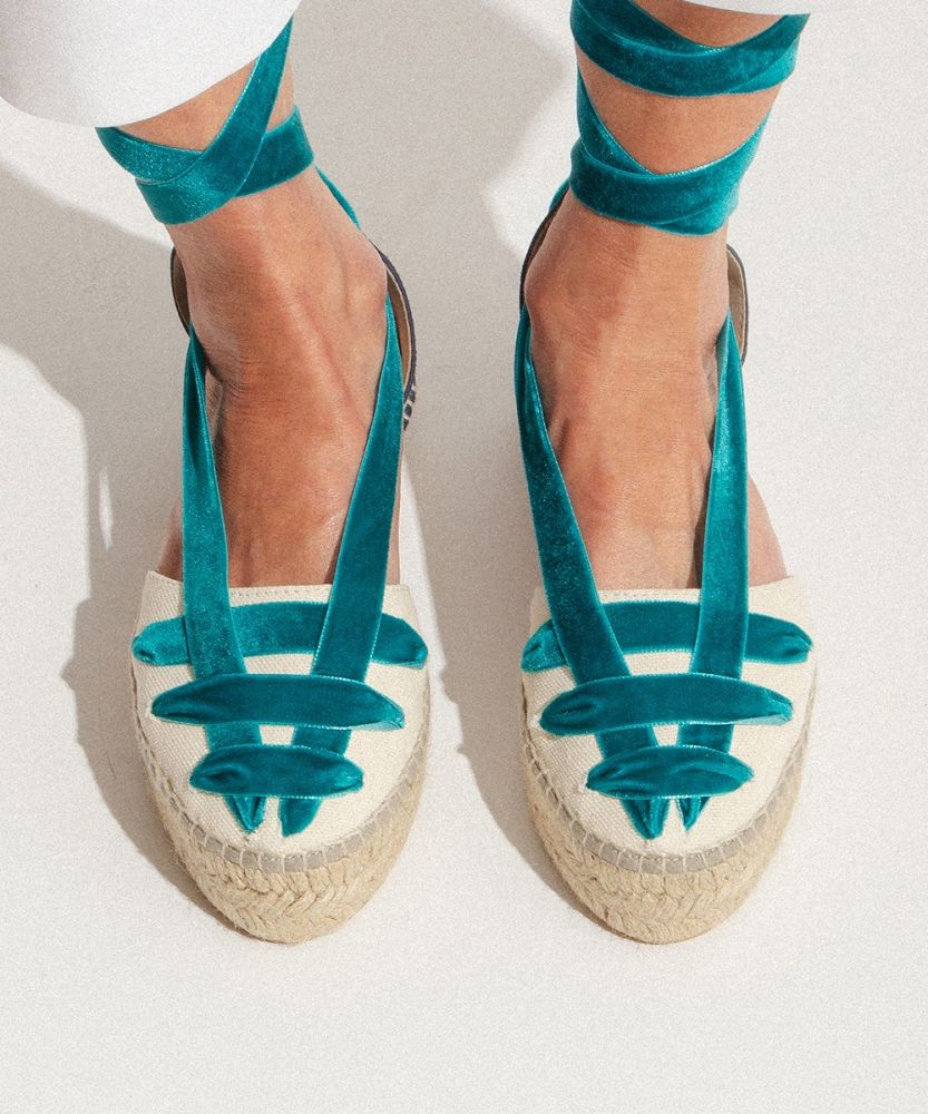VELVET STRAP VALENCIANAS - TURQUOISE