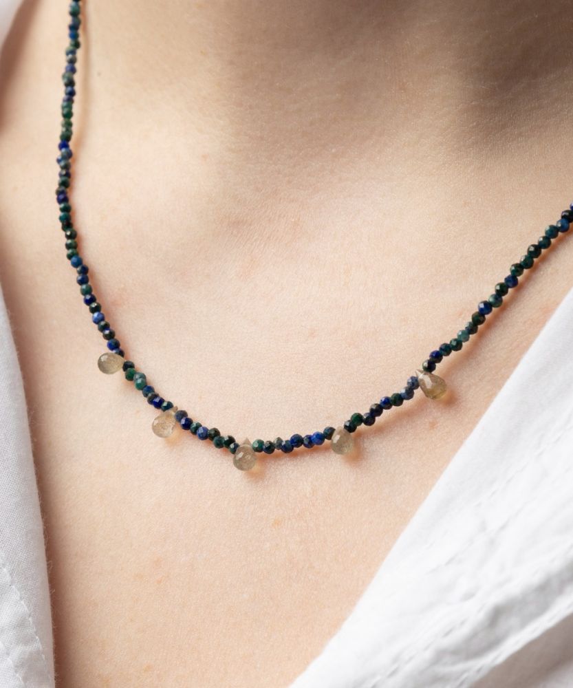 Martha necklace - Lapislazuli with 5 semi precious stones drops