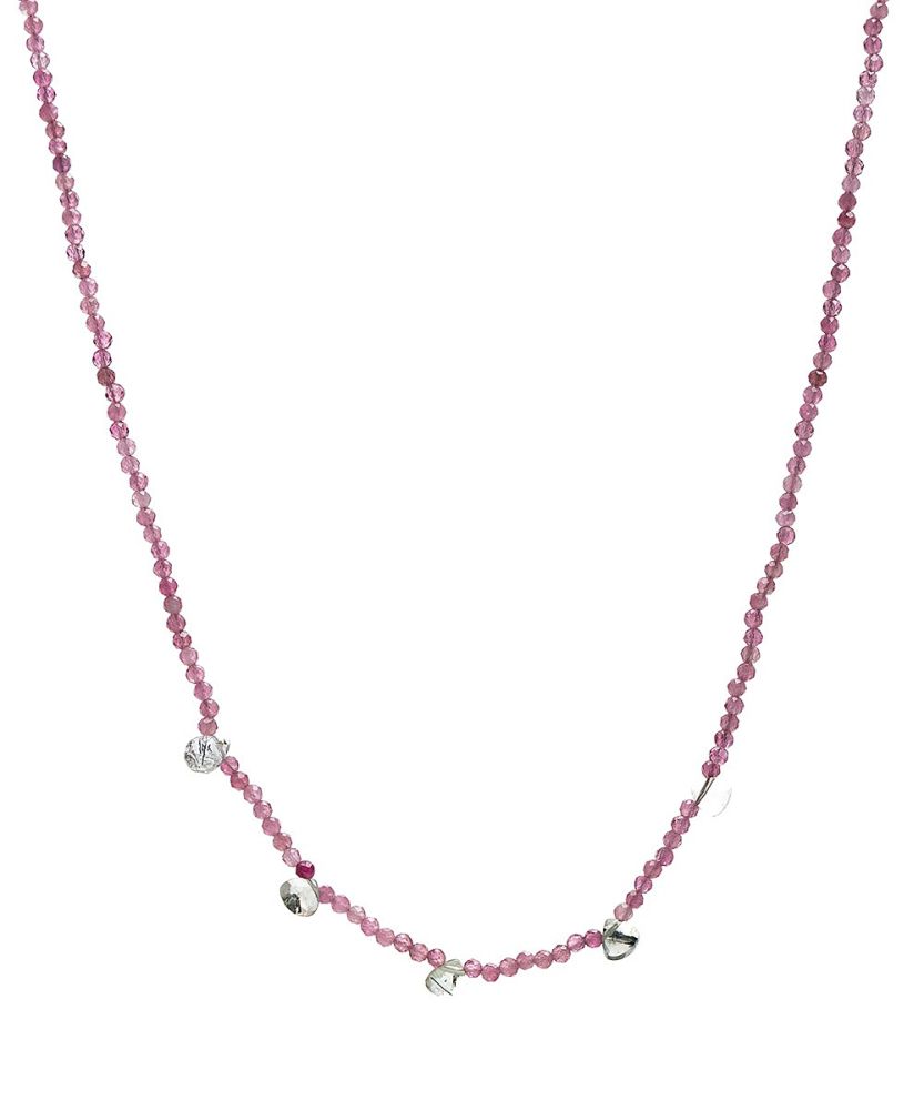Martha necklace - Fuchsia tourmaline with 5 semi precious stones drops
