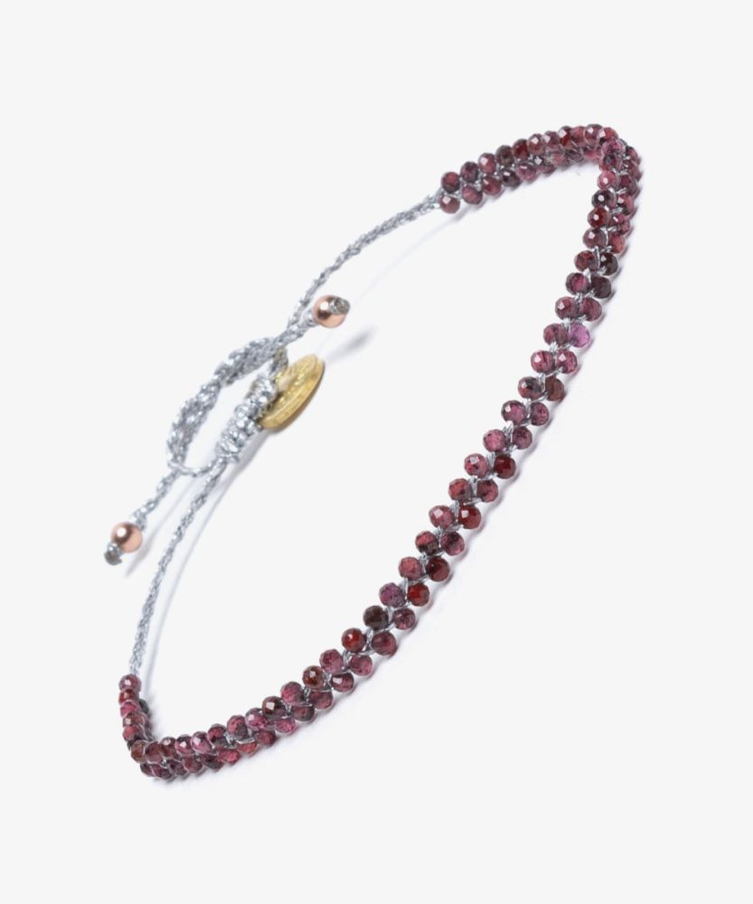PULSERA POLUX-  HILO PLATA Y PIEDRA GRANATE